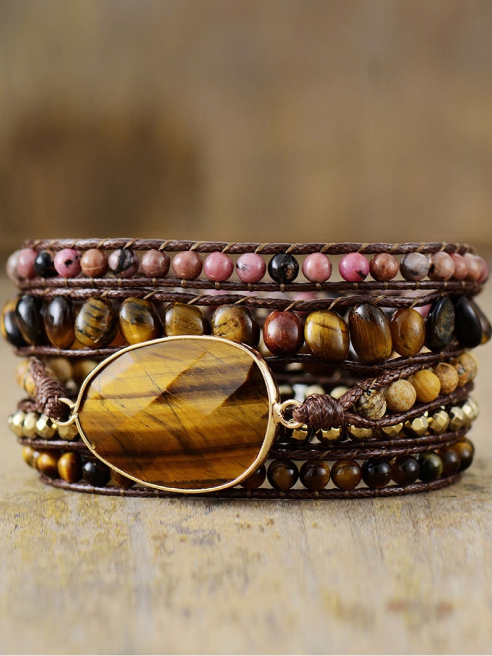 ❤️Hello Gorgeous! Natural Stone Layered Bracelet- Gold